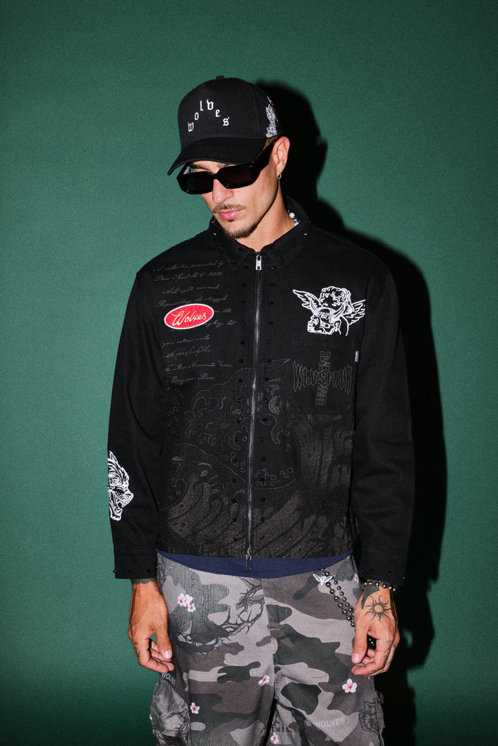 Surrounded Oni 5 Panel Hat in Black