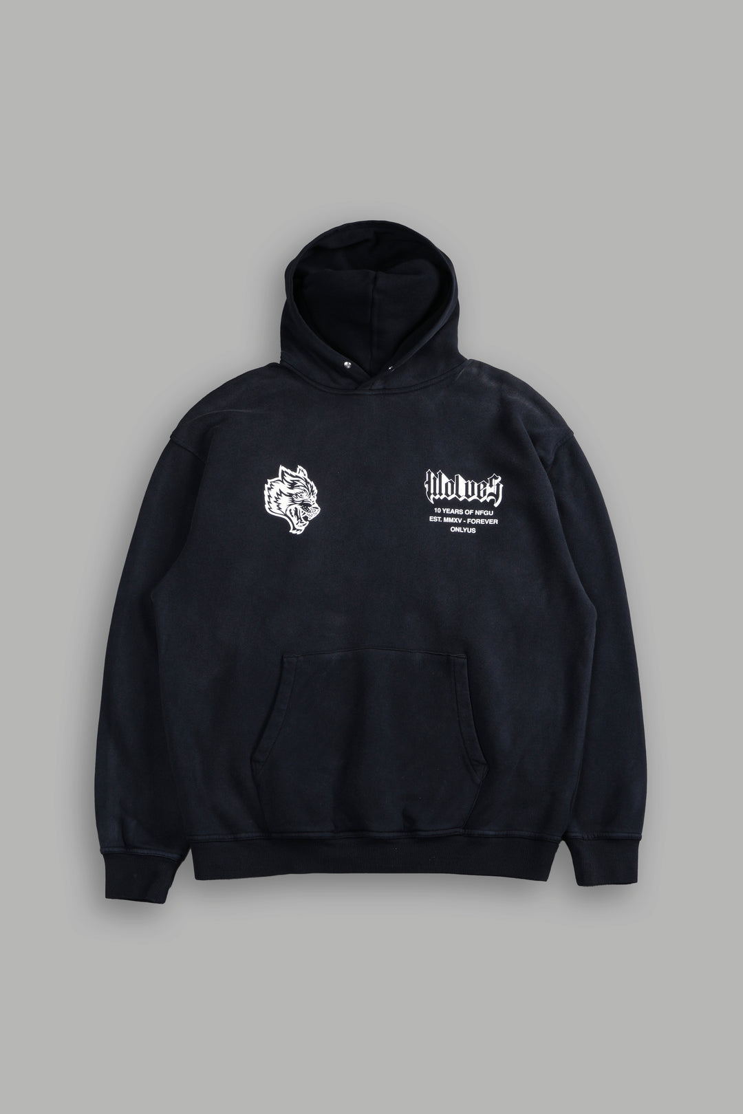 10 Years of NFGU "Pierce" Hoodie in Black Drift Wash