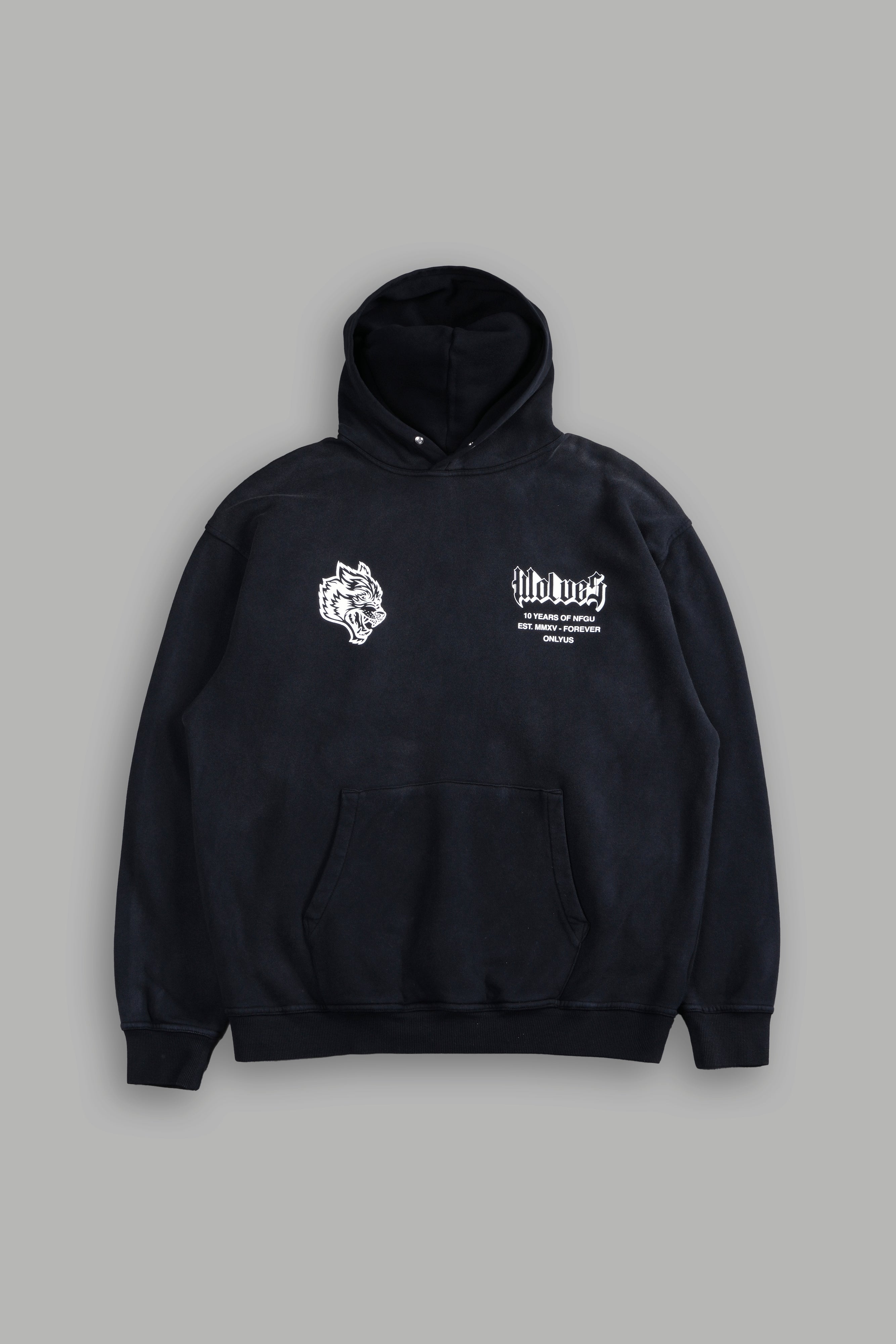 10 Years of NFGU "Pierce" Hoodie in Black Drift Wash