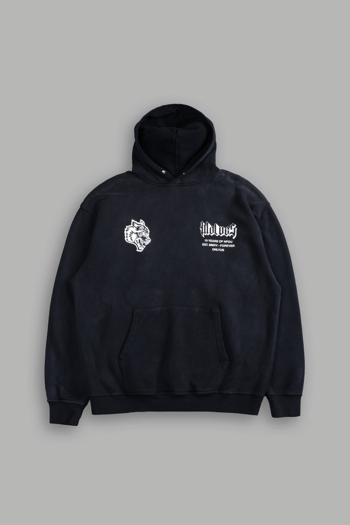 10 Years of NFGU "Pierce" Hoodie in Black Drift Wash