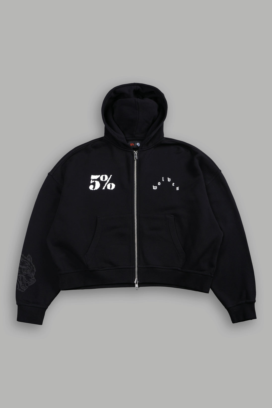 5% Cherub Vex Double Zip Hoodie in Black
