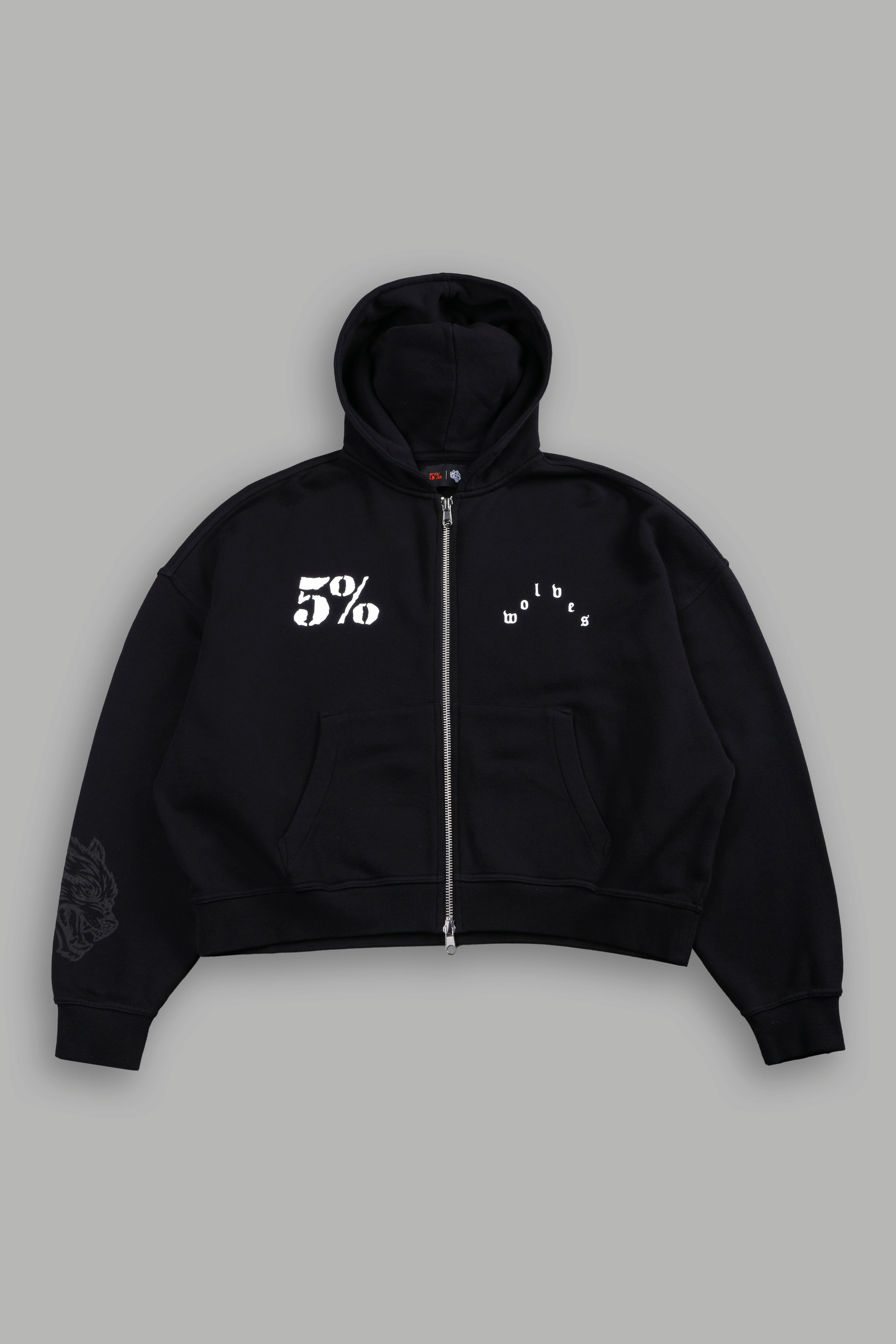5% Cherub Vex Double Zip Hoodie in Black
