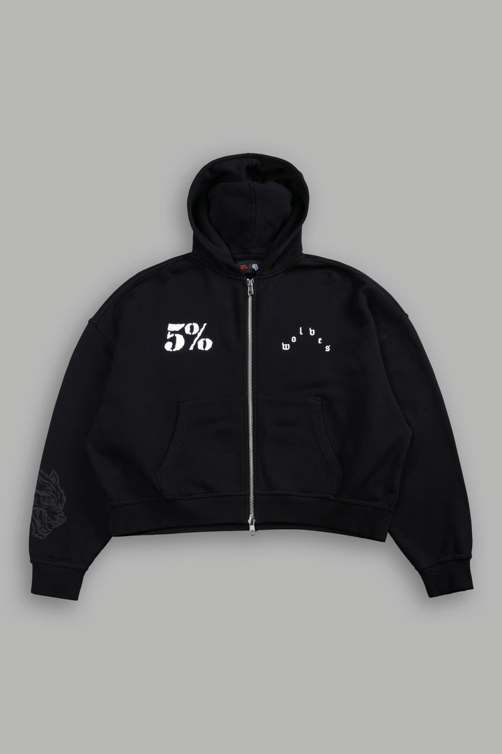 5% Cherub Vex Double Zip Hoodie in Black