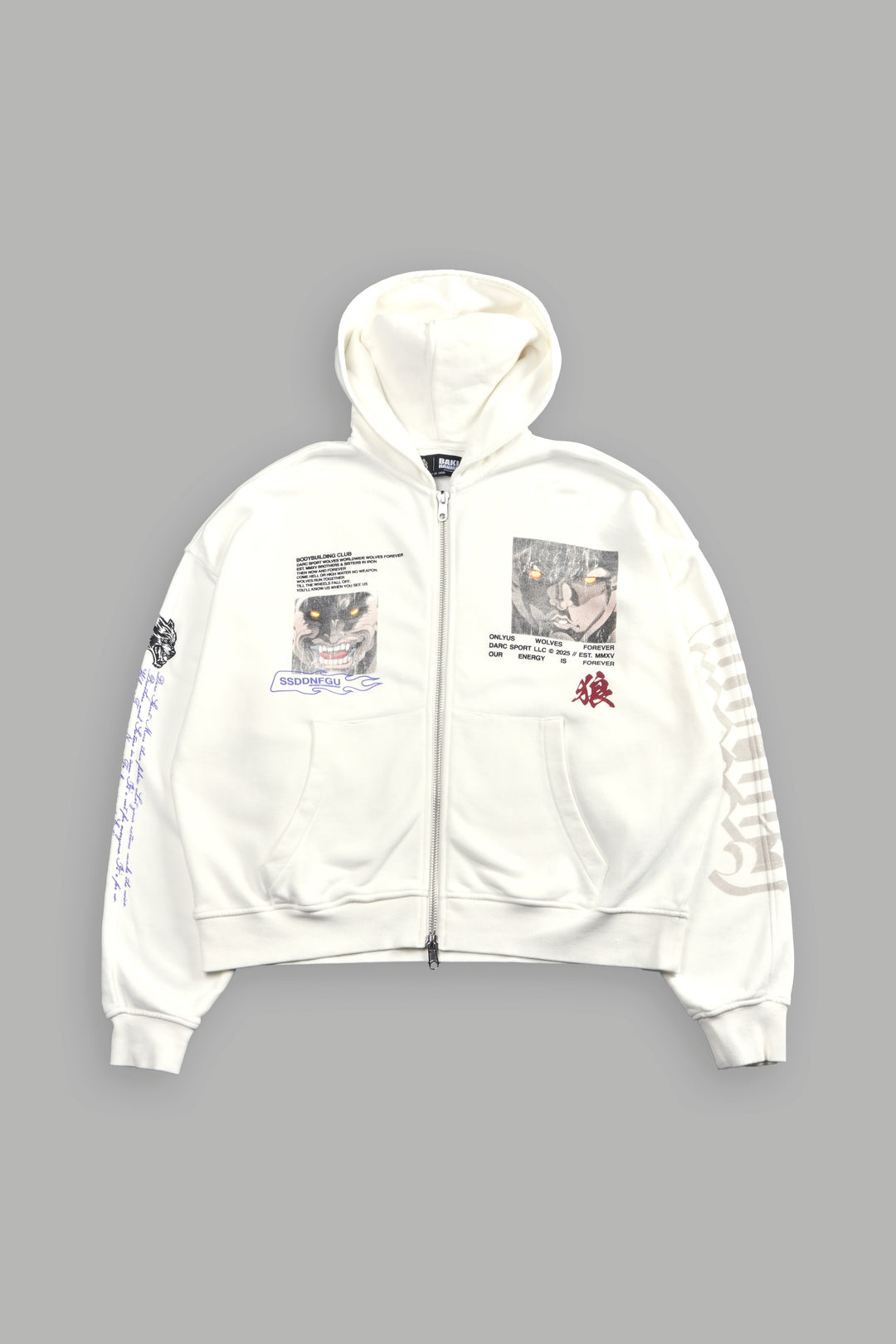 Hanma Legacy Darco Double Zip Hoodie in Cream