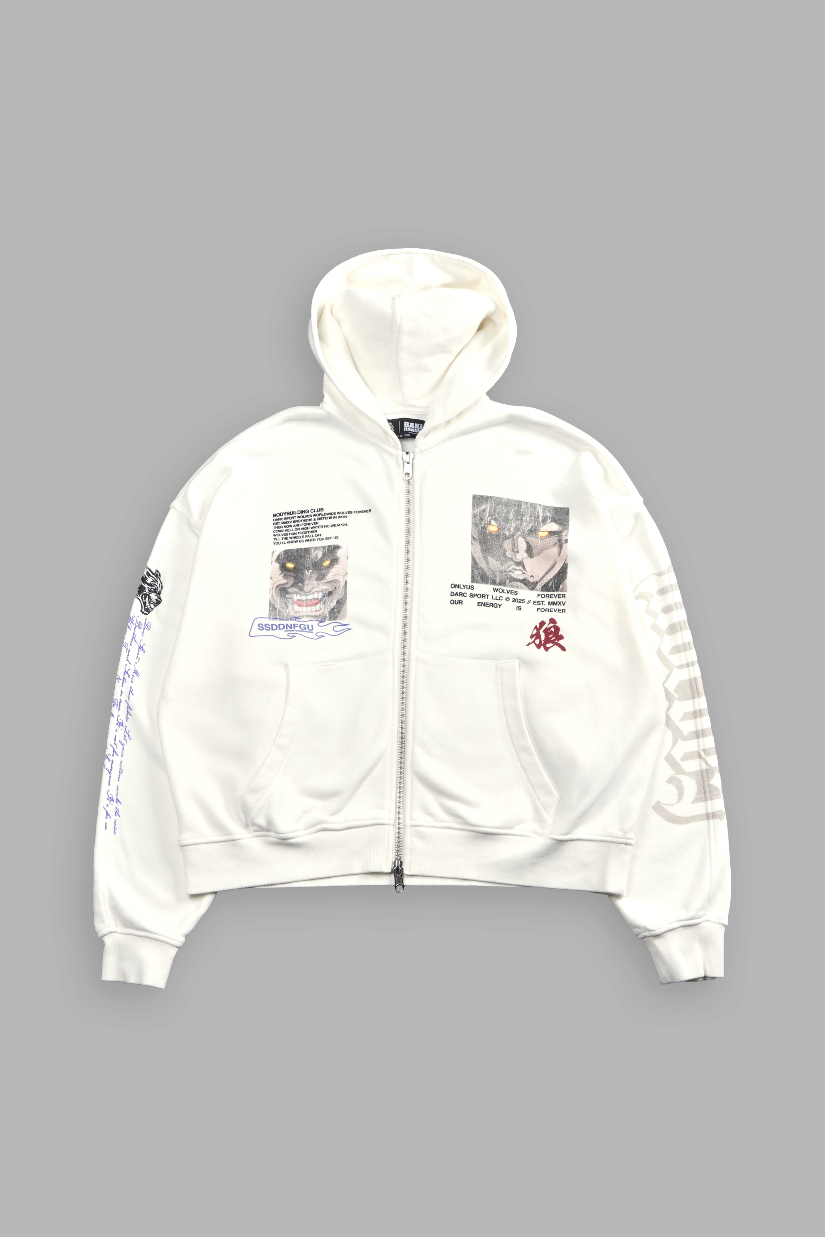 Hanma Legacy Darco Double Zip Hoodie in Cream