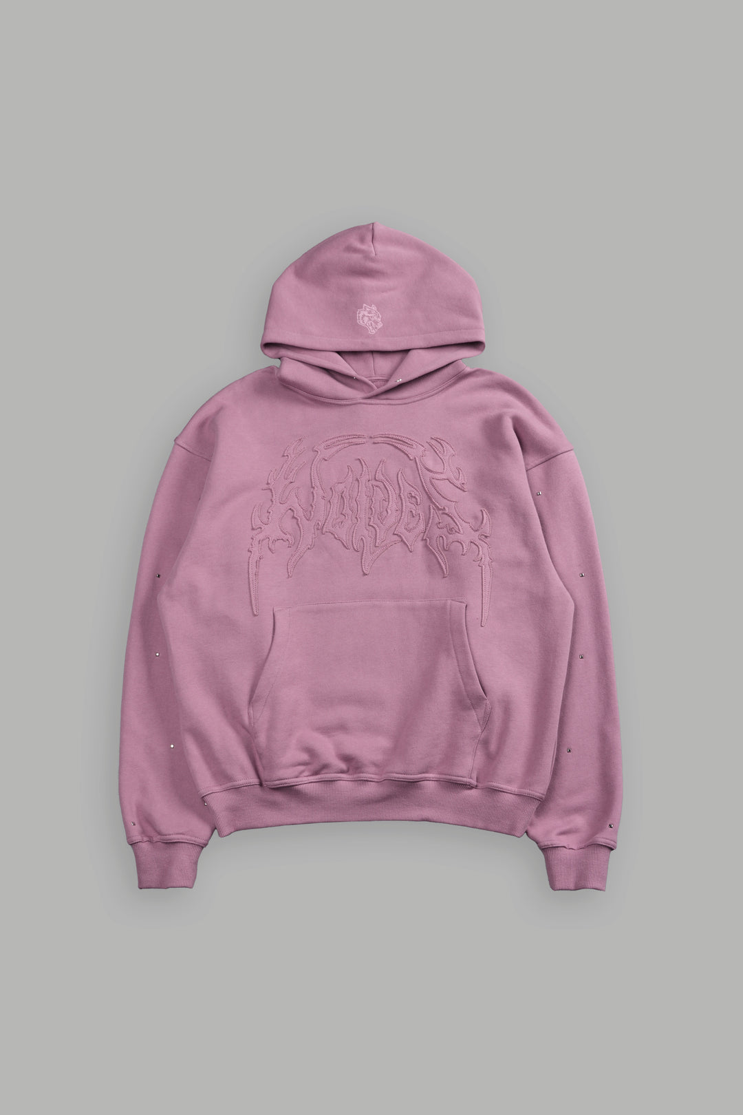 Hesh Appliqué Studded Pierce Hoodie in Pink Smoke