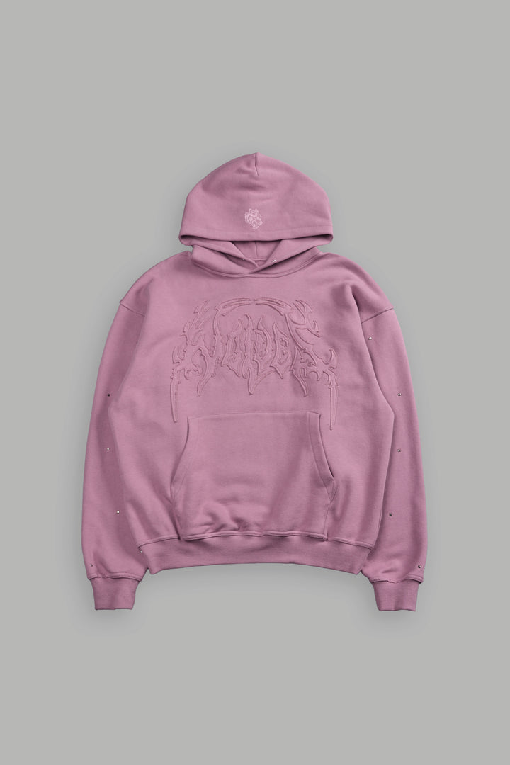 Hesh Appliqué Studded Pierce Hoodie in Pink Smoke