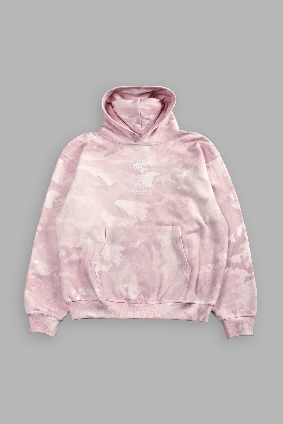 Drip Hesh WLVS FRVR Unisex "Pierce" Hoodie in Blush Vintage Woodland Camo