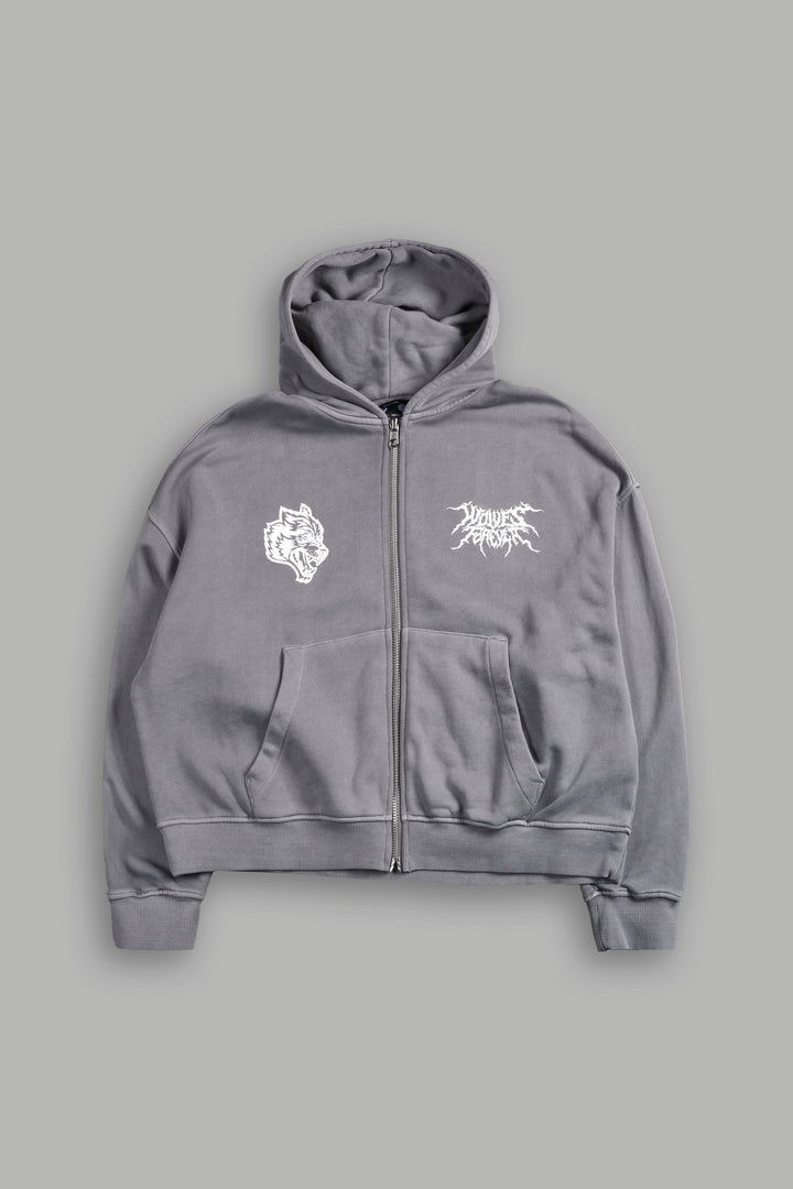 Stand-Off Vex Double Zip Hoodie in Dove Gray