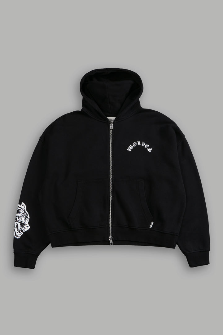 Wolf Chopper Vex Double Zip Hoodie in Black