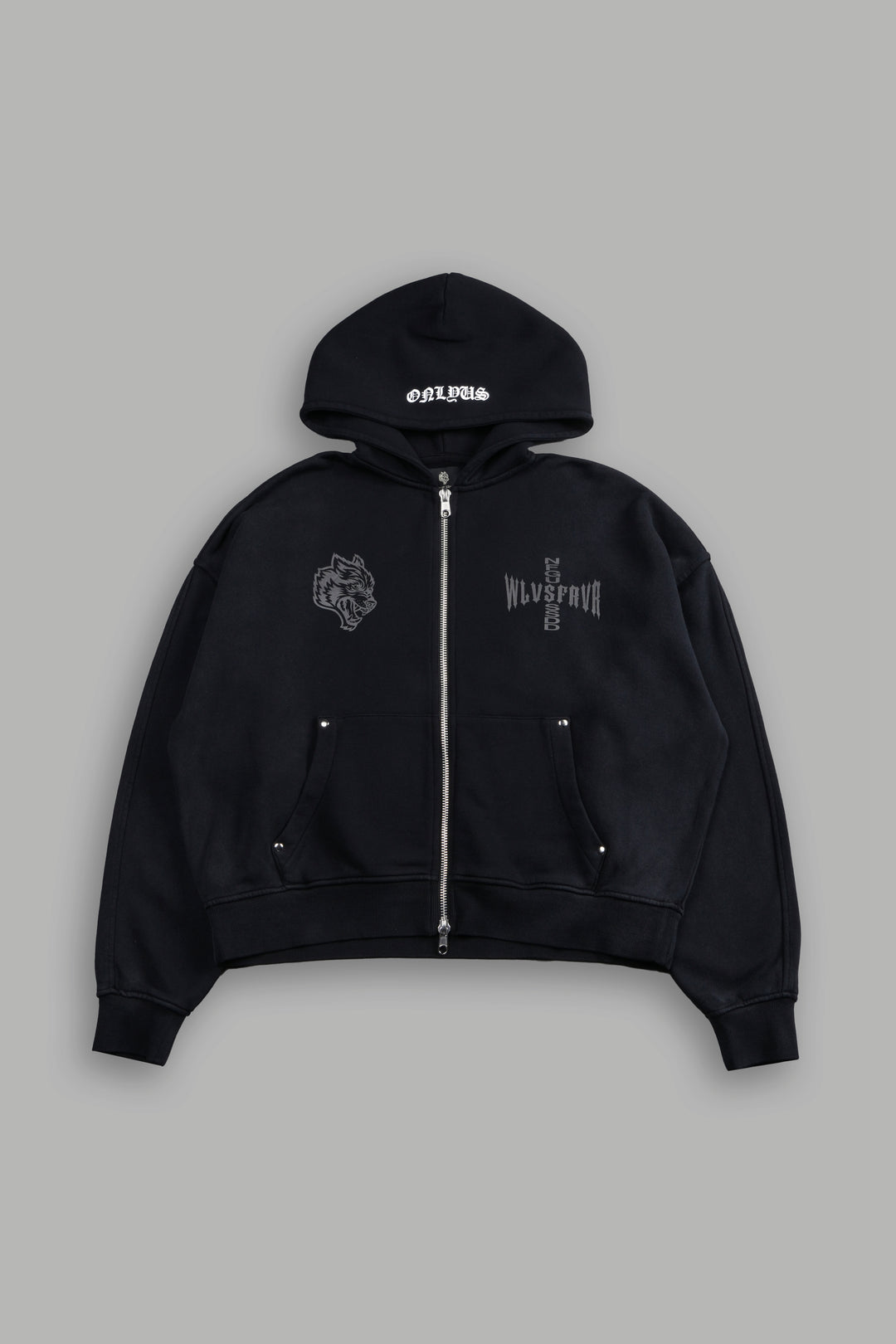 Iron Code Darco Double Zip Hoodie in Black Inverted Sun Fade