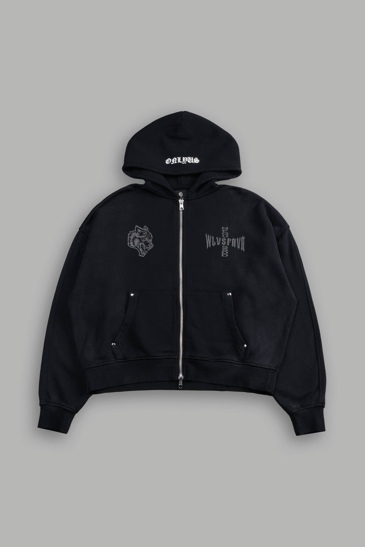 Iron Code Darco Double Zip Hoodie in Black Inverted Sun Fade