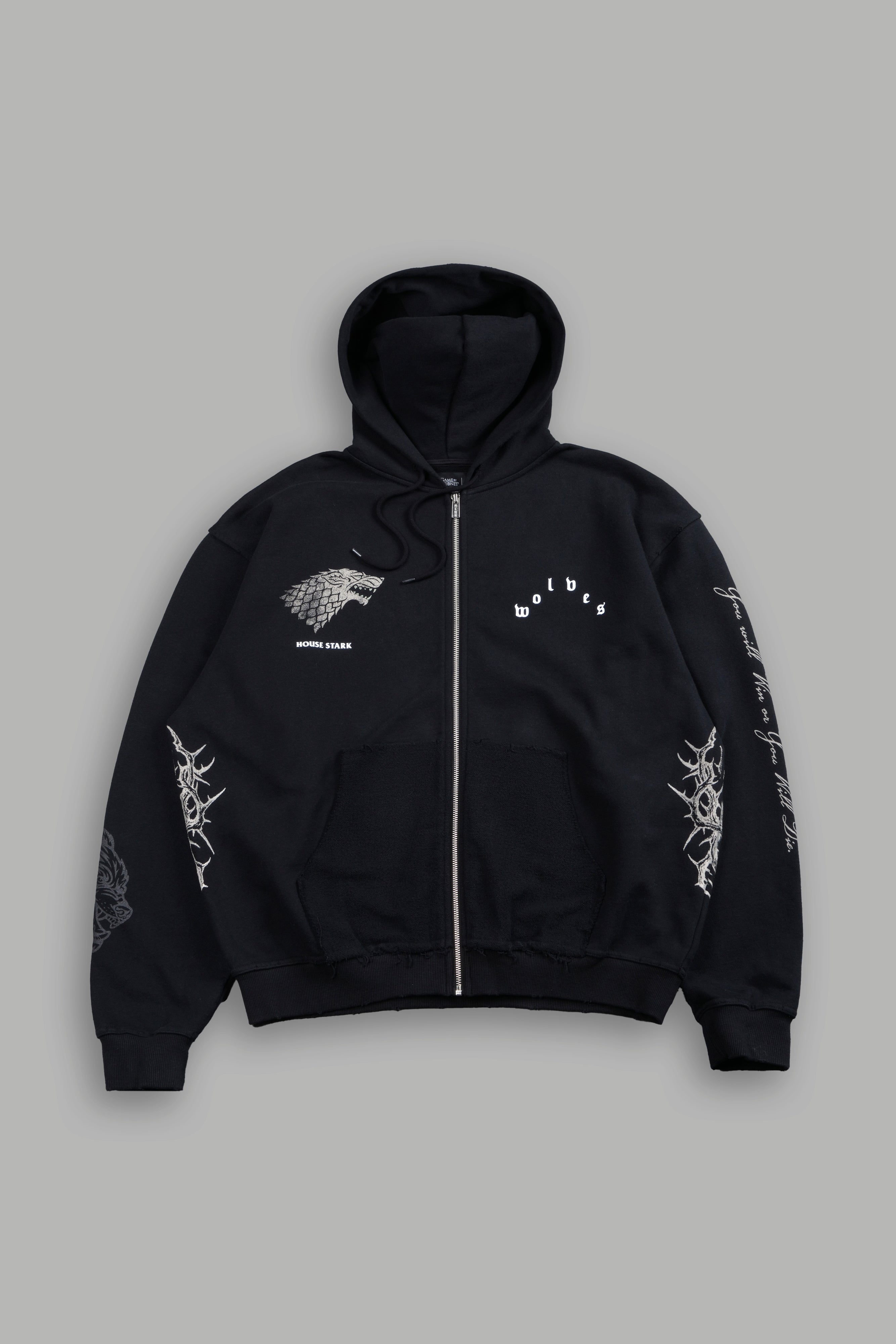 King Of The North Grunge Moatis Zip Hoodie in Black