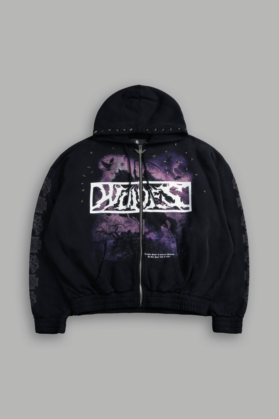 Midnight Horseman "Chambers" Zip Hoodie in Black Drift Wash