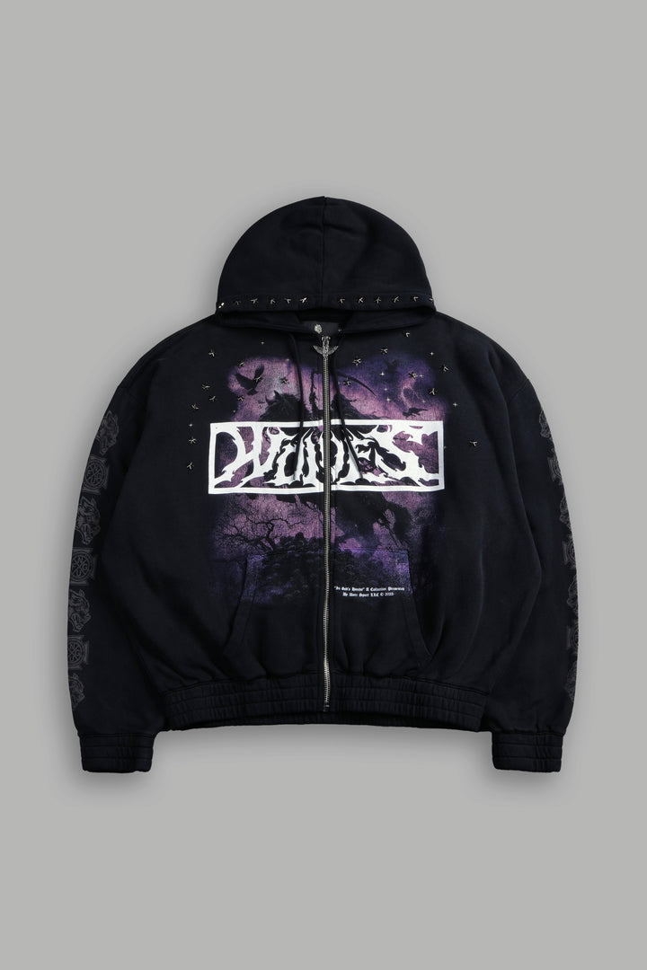 Midnight Horseman "Chambers" Zip Hoodie in Black Drift Wash