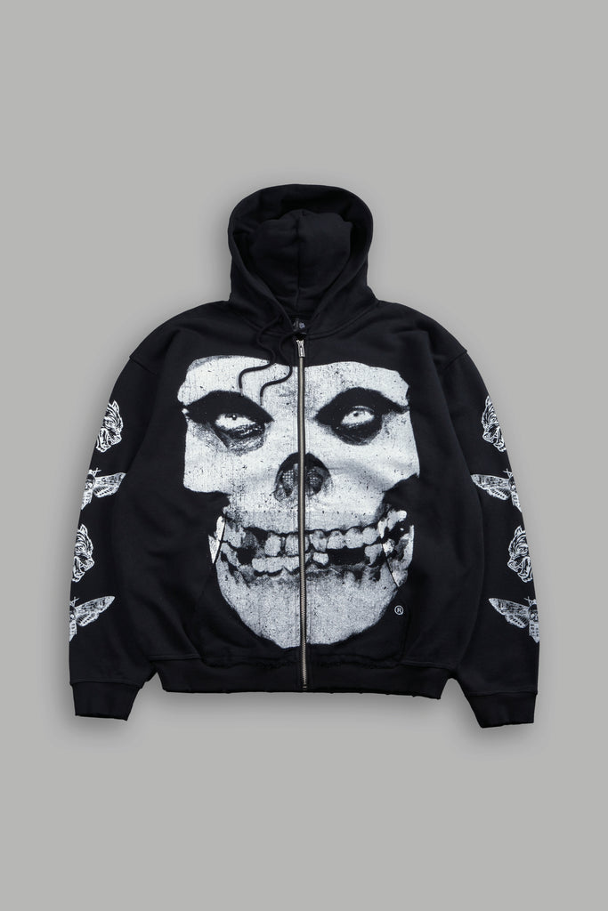 Fiend Skull Grunge Moatis Zip Hoodie in Black – DarcSport