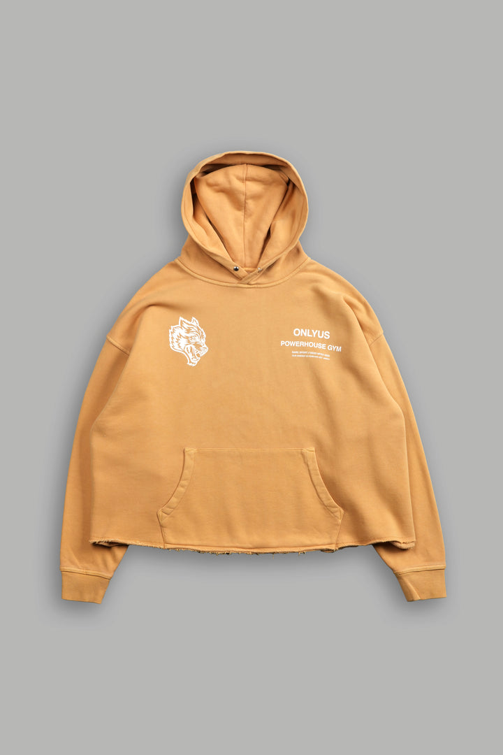 Only Us Gym Raw Hem "Box Cut" Pierce Hoodie in Golden Yellow