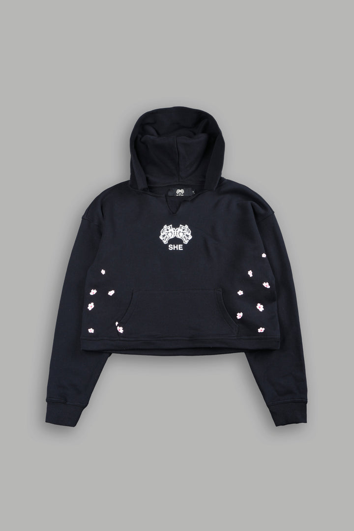 Sakura Hesh Dempsey Cropped Hoodie In Black