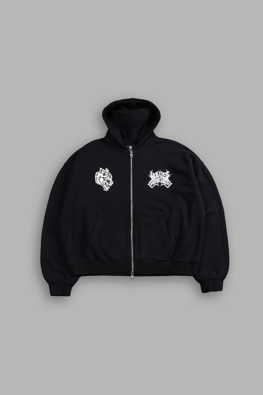 Metal Camo Darco Double Zip Hoodie in Black