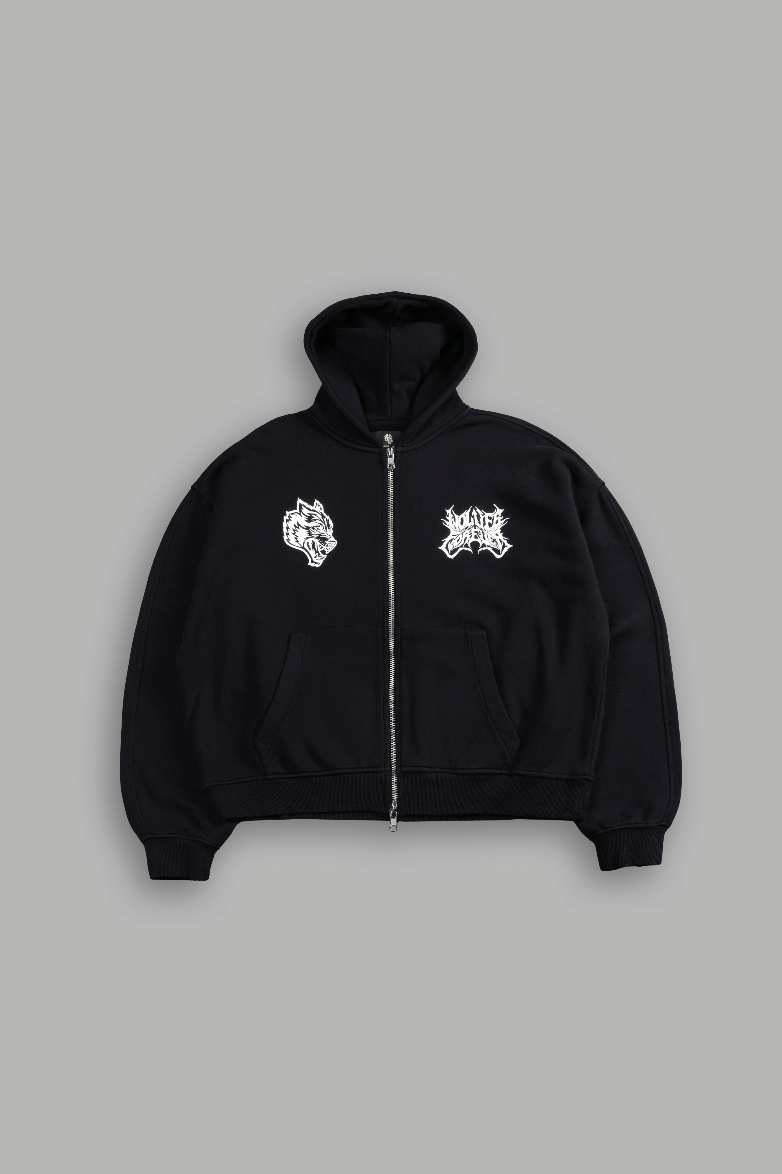 Metal Camo Darco Double Zip Hoodie in Black