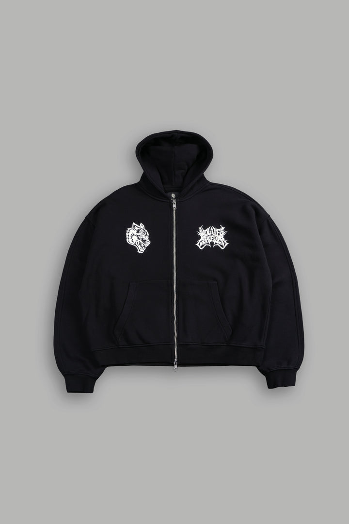 Metal Camo Darco Double Zip Hoodie in Black