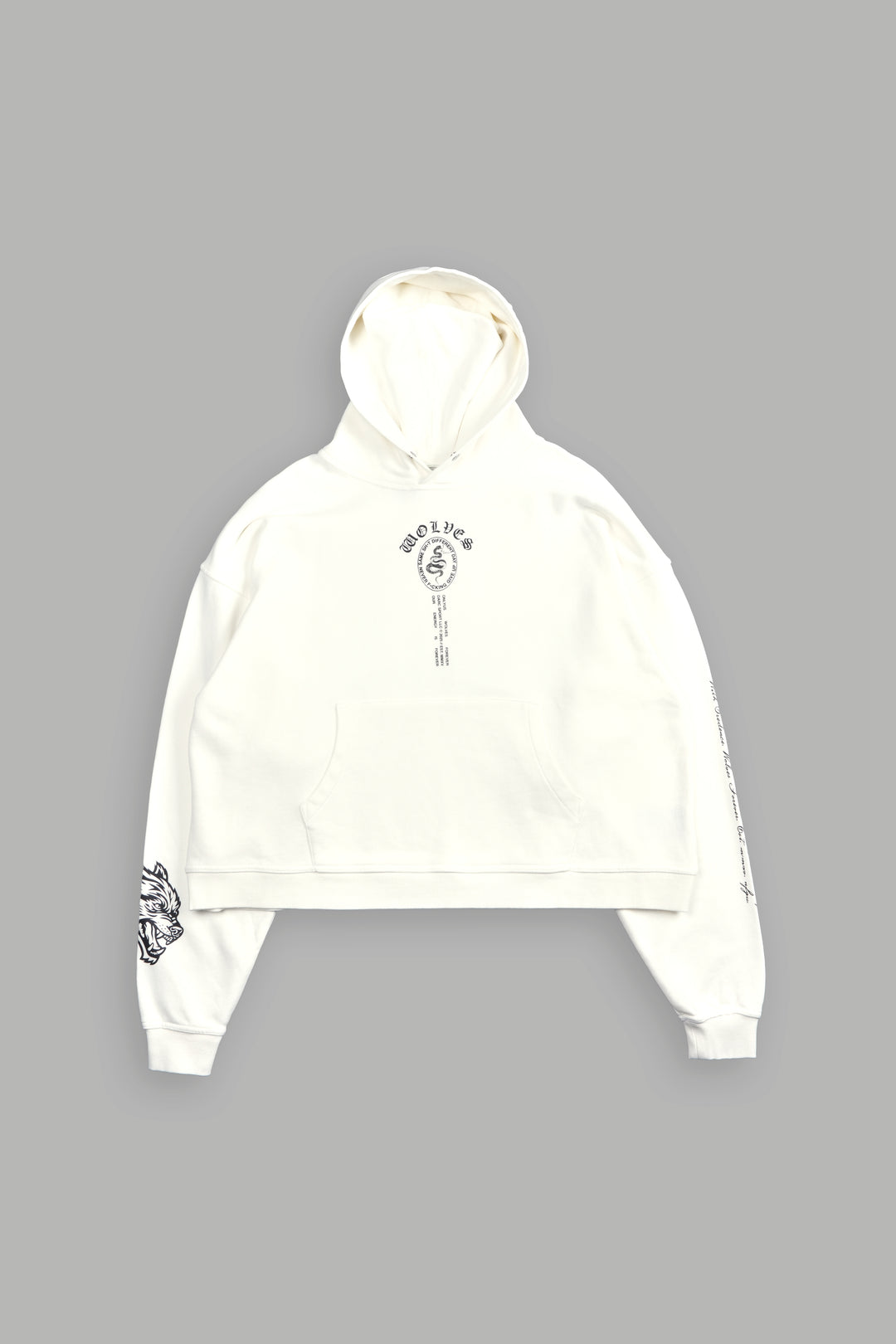 Wolves Club Forever "Box Cut" Pierce Hoodie in Cream