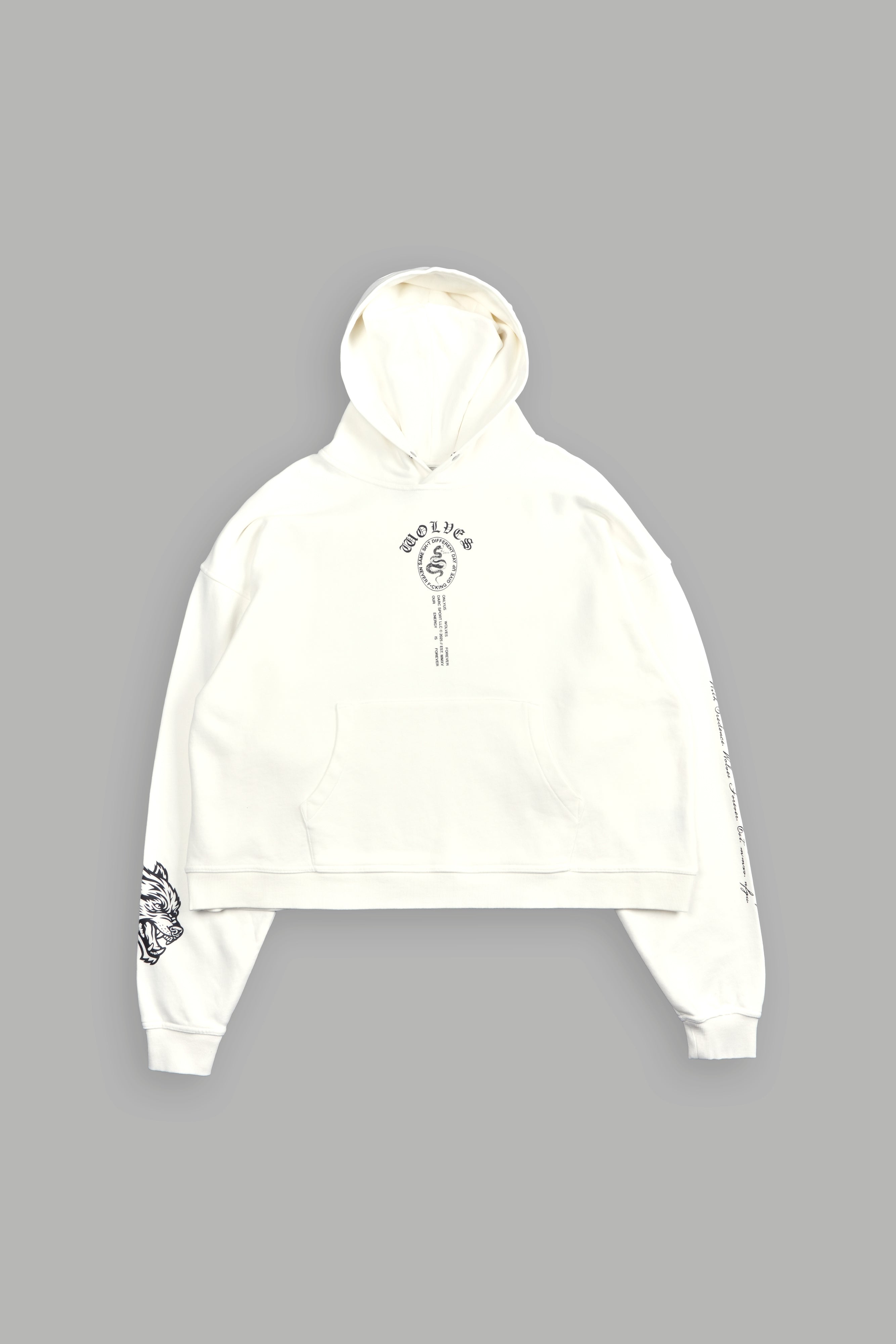 Wolves Club Forever "Box Cut" Pierce Hoodie in Cream