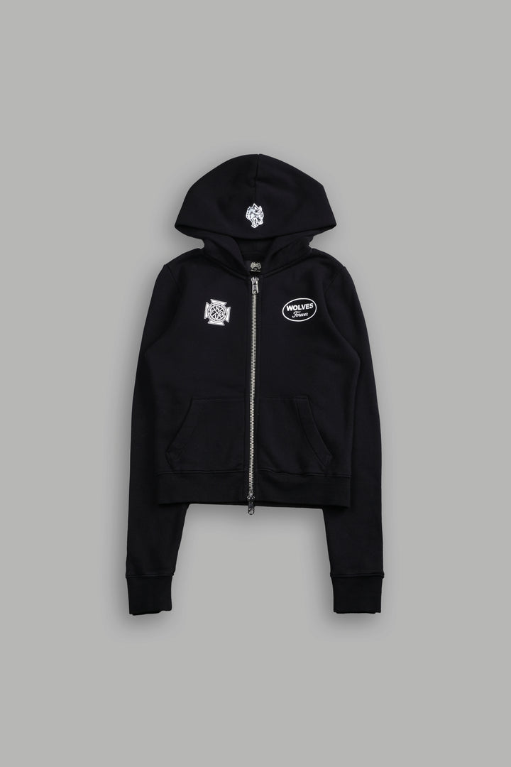 Our Time "Iris" Zip Up She Hoodie in Black