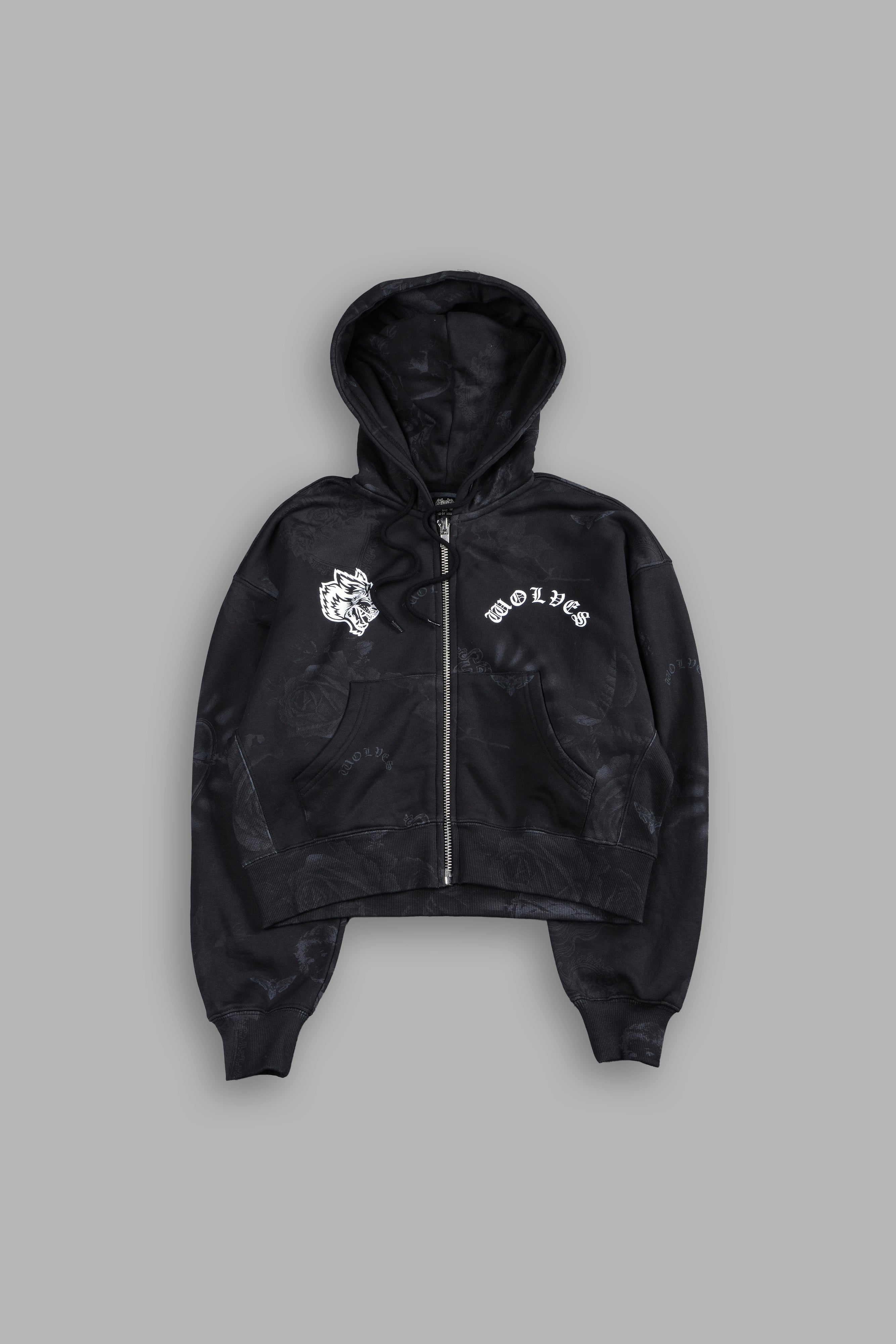 Wolf Chopper "Sage" Cropped Zip Hoodie in Luna