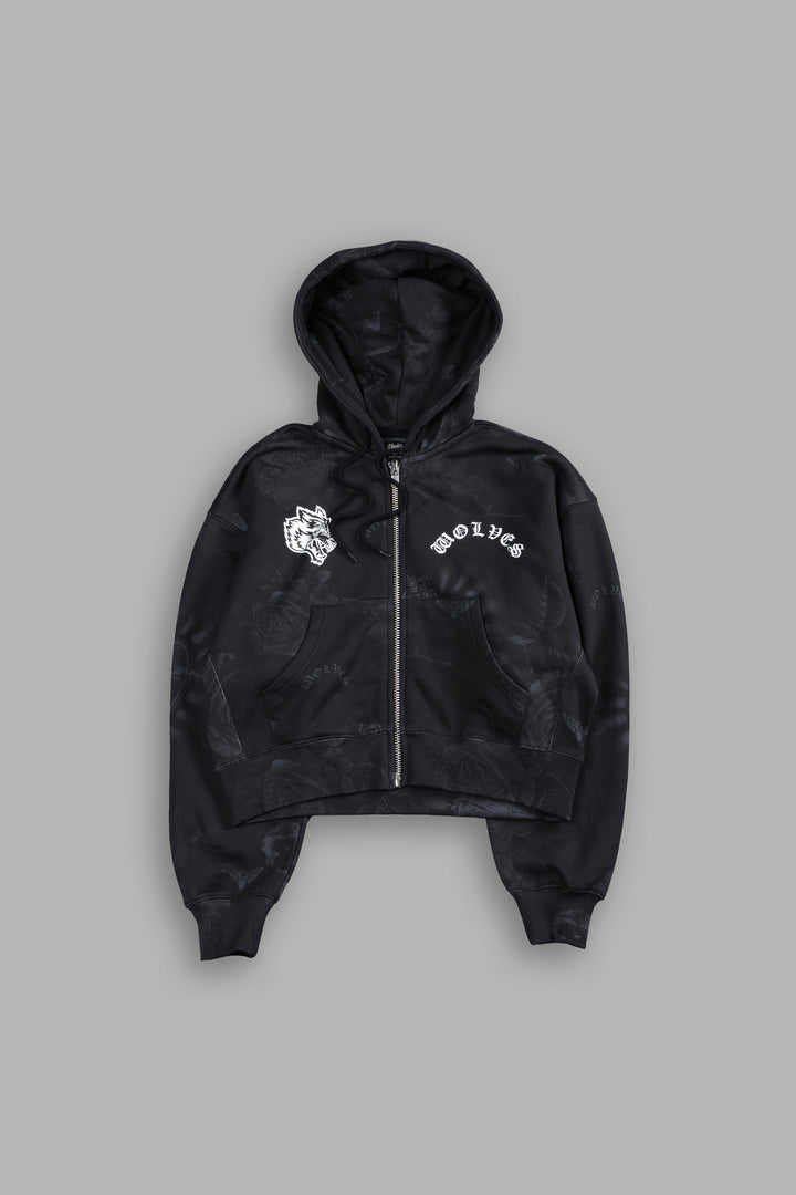 Wolf Chopper "Sage" Cropped Zip Hoodie in Luna