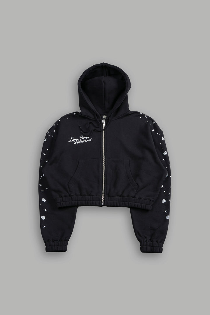 Darc Constellation "Chambers" (Cropped) Zip She Hoodie in Black