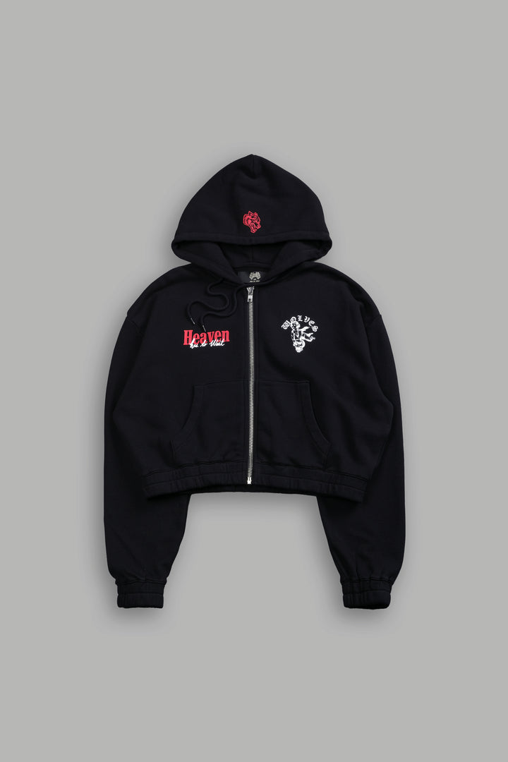 Guardian Cherub "Chambers" (Cropped) Zip Hoodie in Black