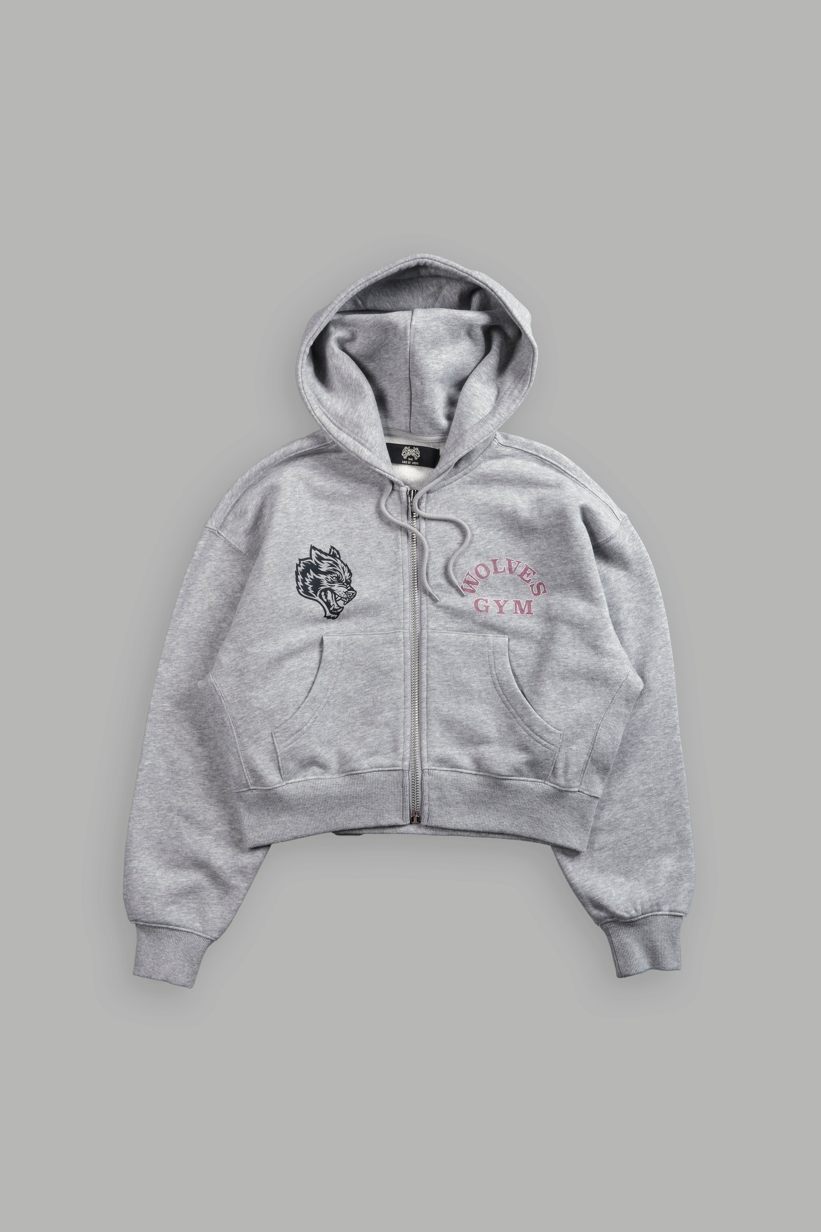 Wolves Gym V2 "Sage" Cropped Zip Hoodie in Light Athletic Gray