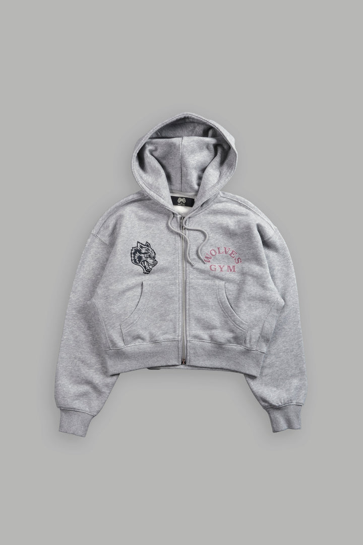 Wolves Gym V2 "Sage" Cropped Zip Hoodie in Light Athletic Gray