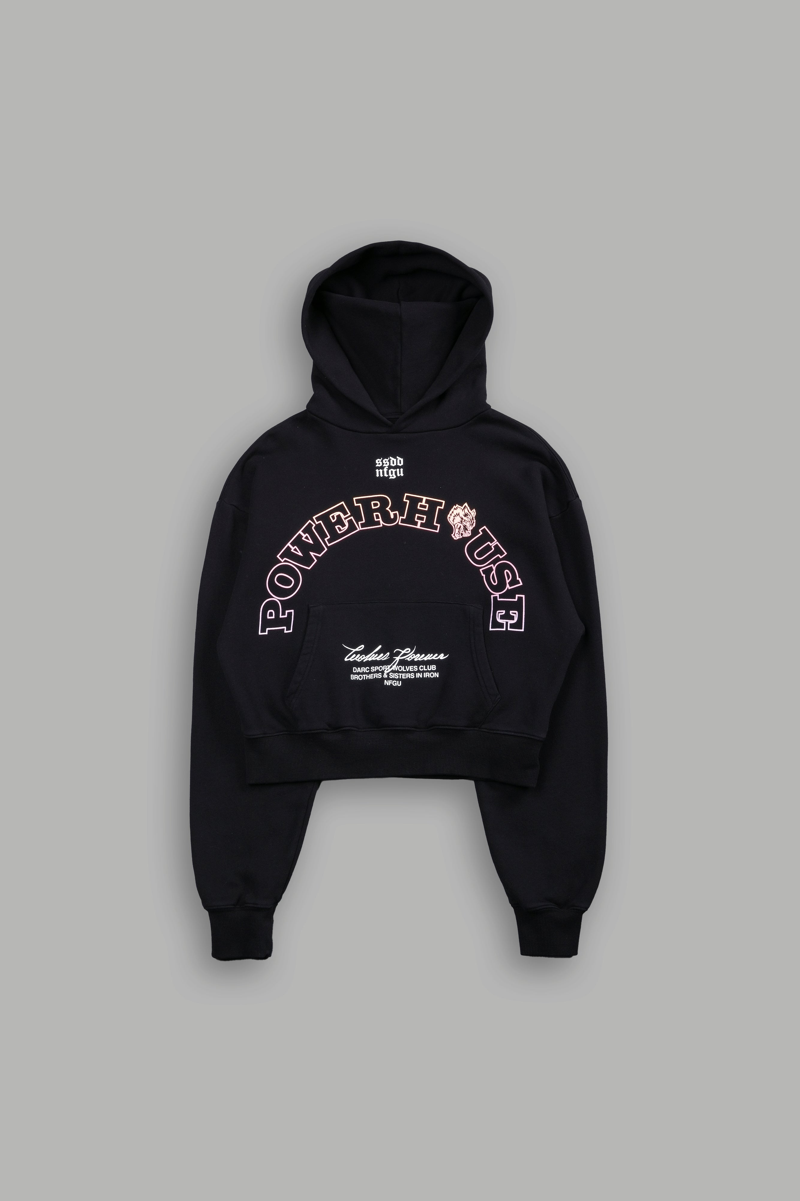 Powerhouse Wolves "Owen" (Cropped) Hoodie in Black