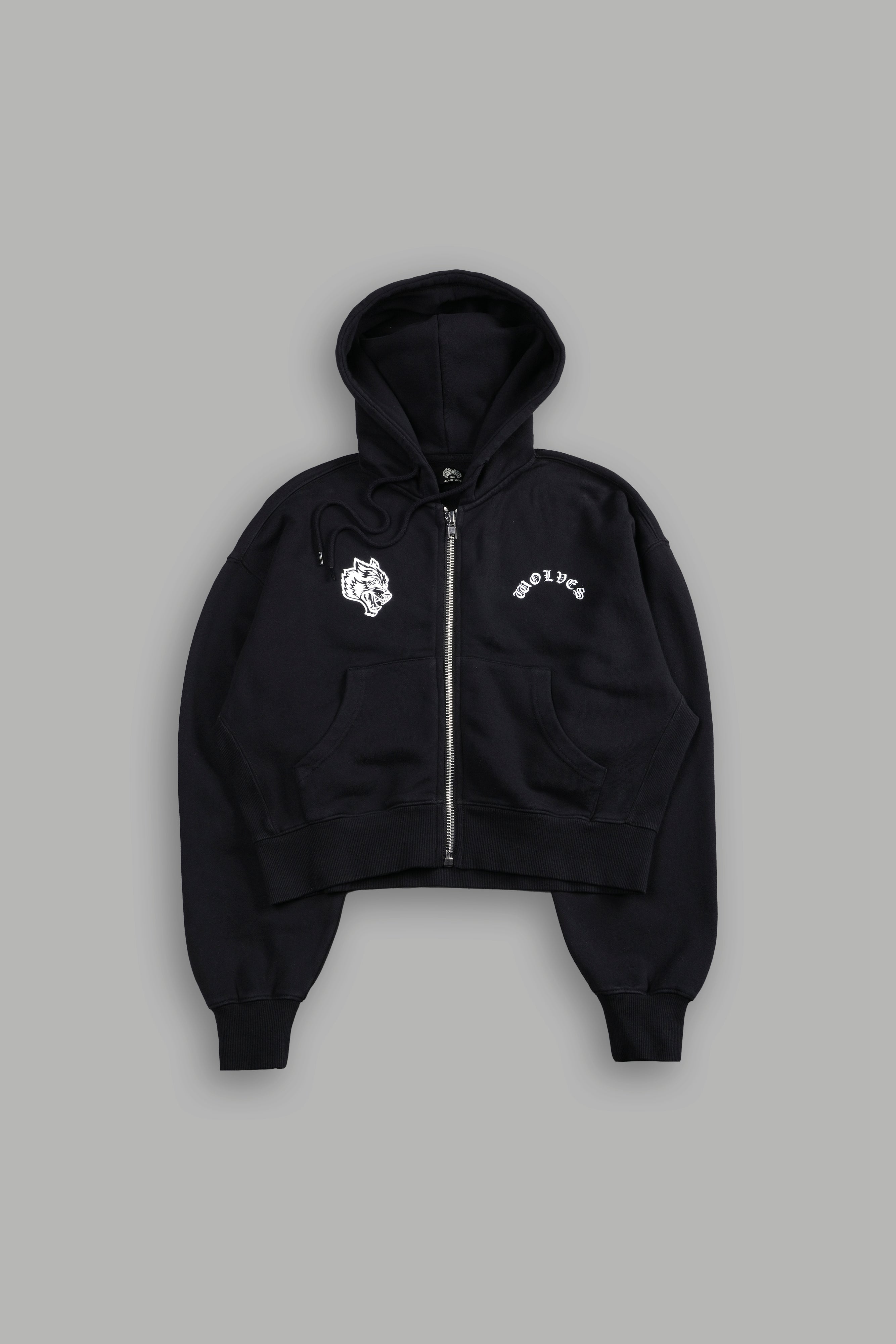 Darc Wandering "Sage" Cropped Zip Hoodie in Black