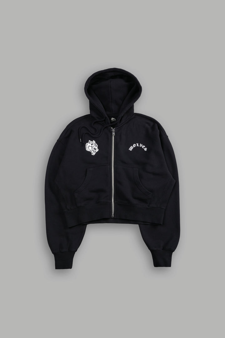 Darc Wandering "Sage" Cropped Zip Hoodie in Black