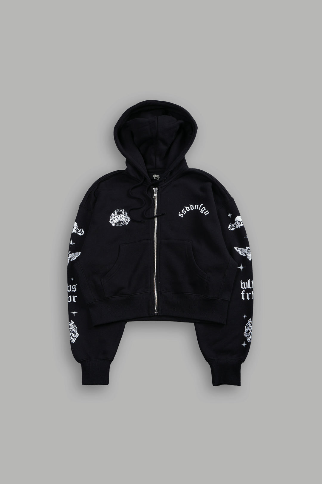 FRVR in the Stars "Sage" Cropped Zip Hoodie in Black