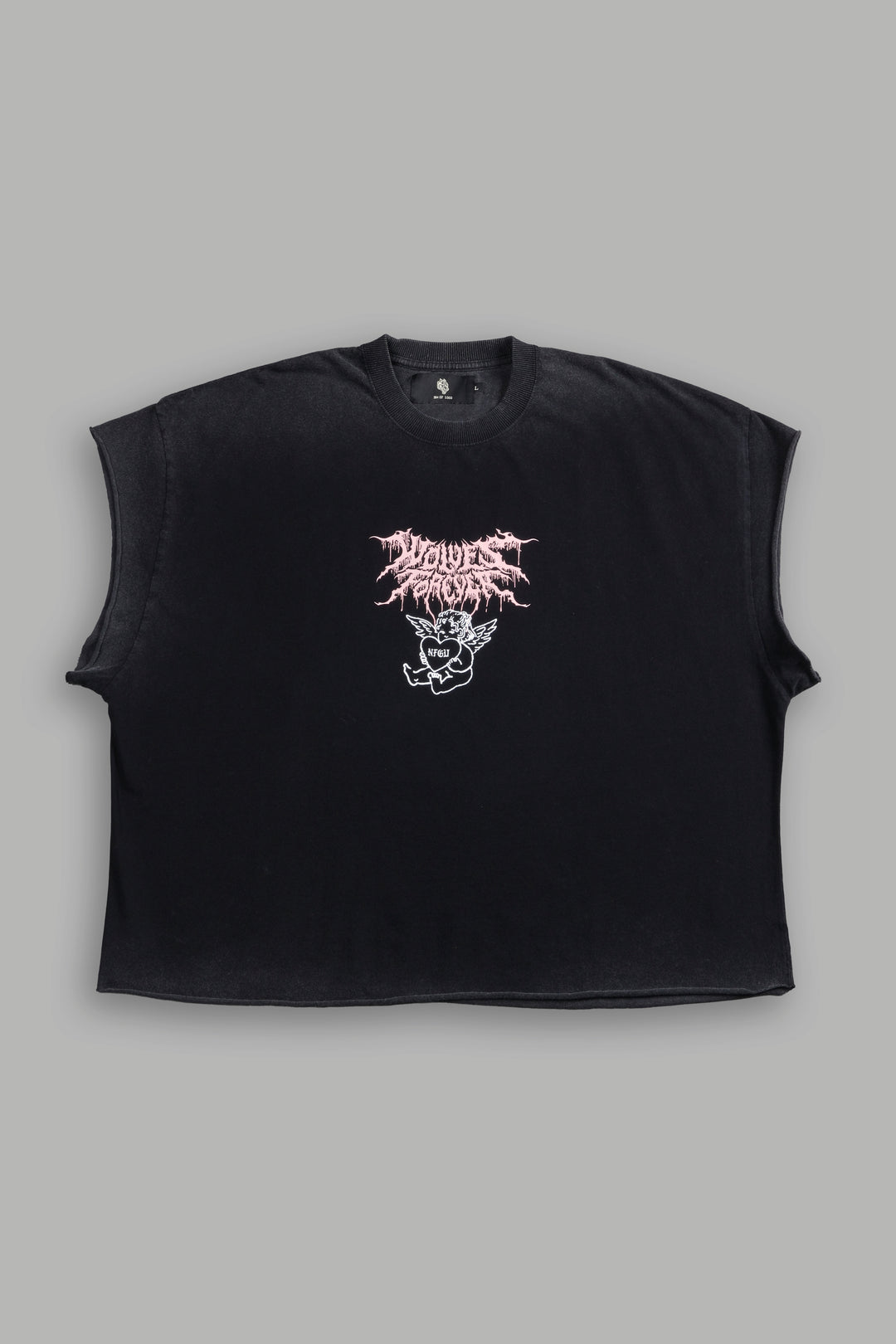 Cherub Core Grunge Cut-Off Tee in Black
