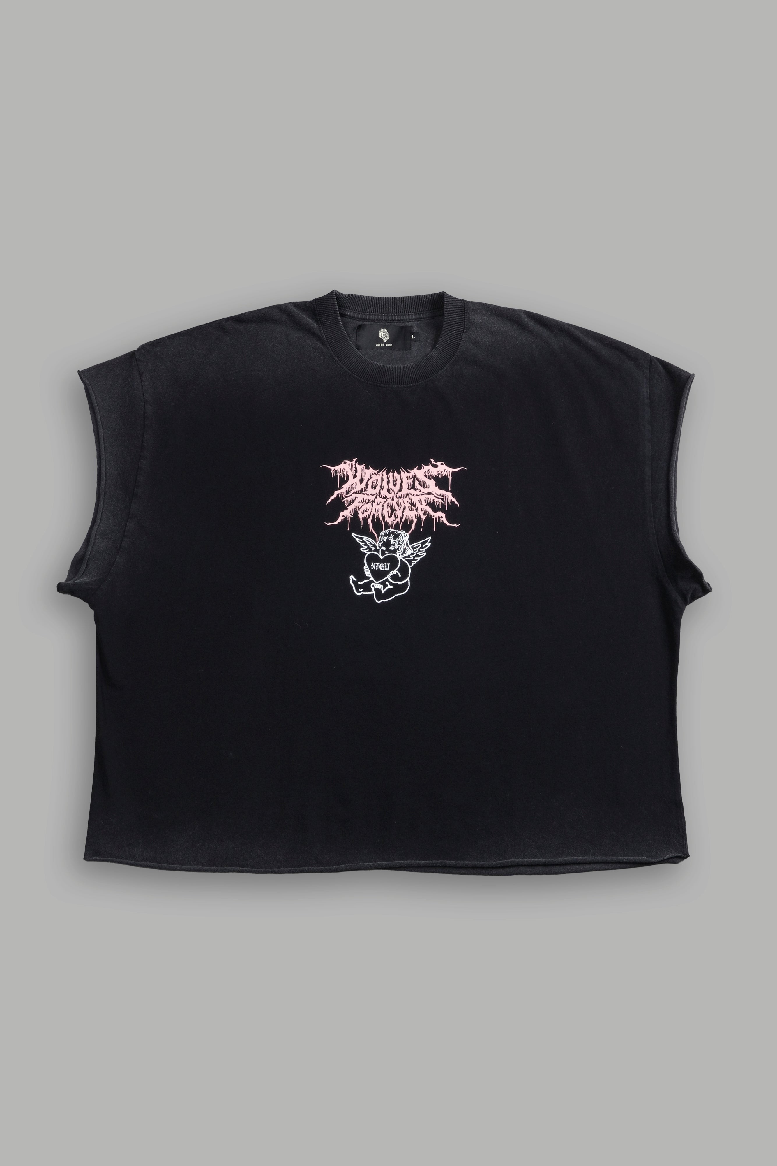 Cherub Core Grunge Cut-Off Tee in Black