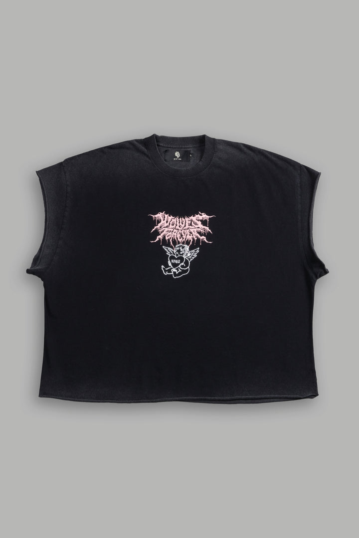 Cherub Core Grunge Cut-Off Tee in Black