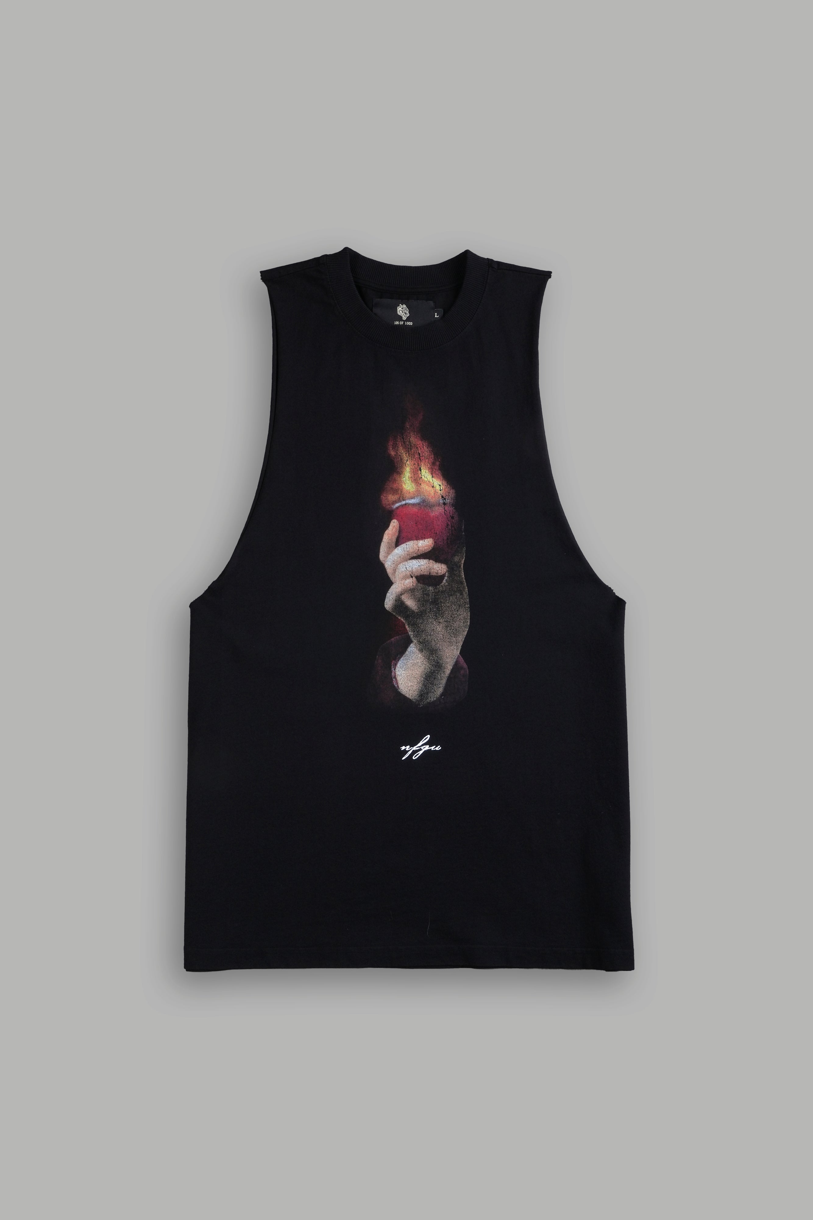 Corazon Sagrado Grunge "Tommy" Muscle Tee in Black