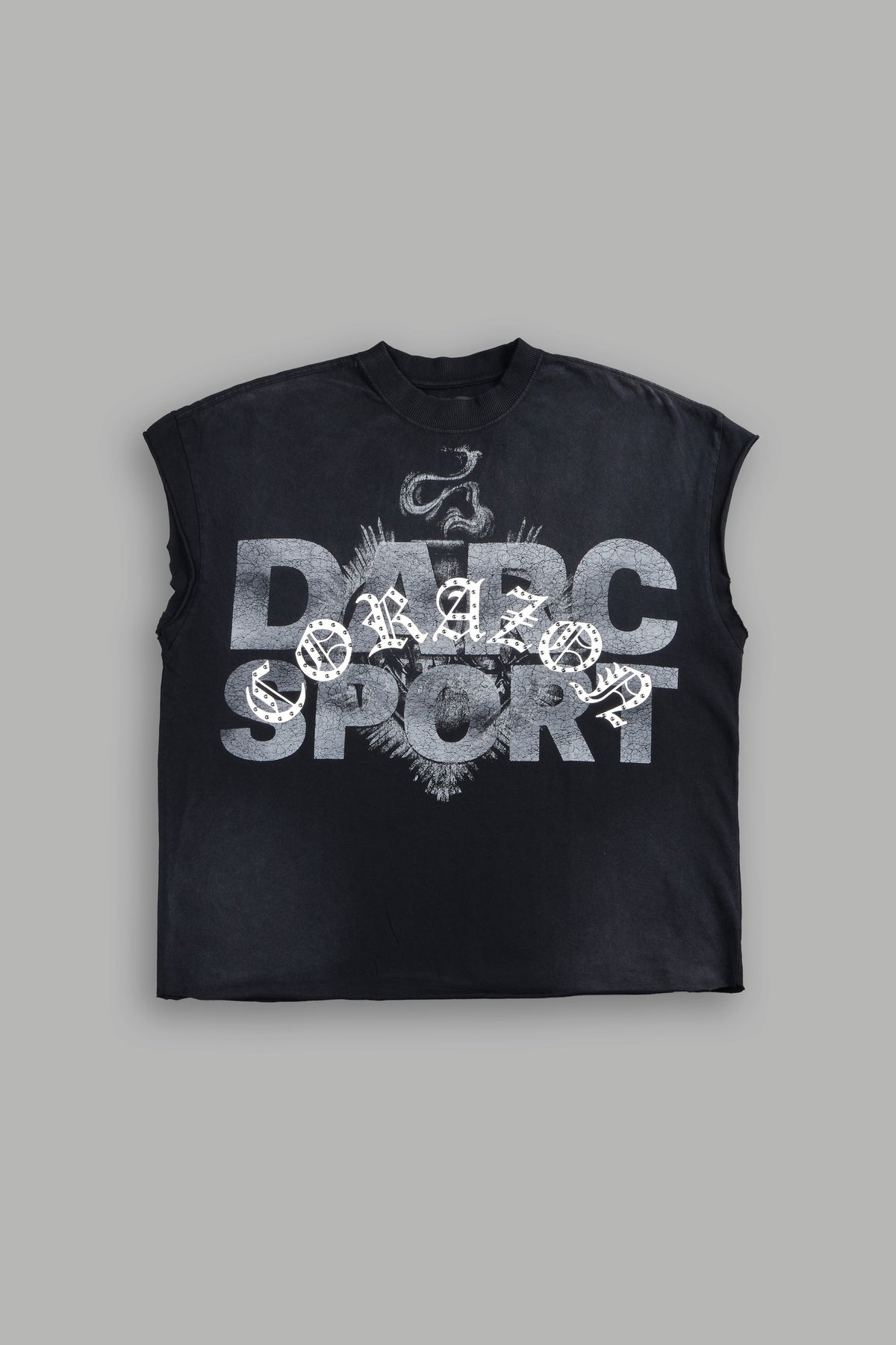 Ds Corazon Grunge Cut-Off Tee In Black Sun Fade