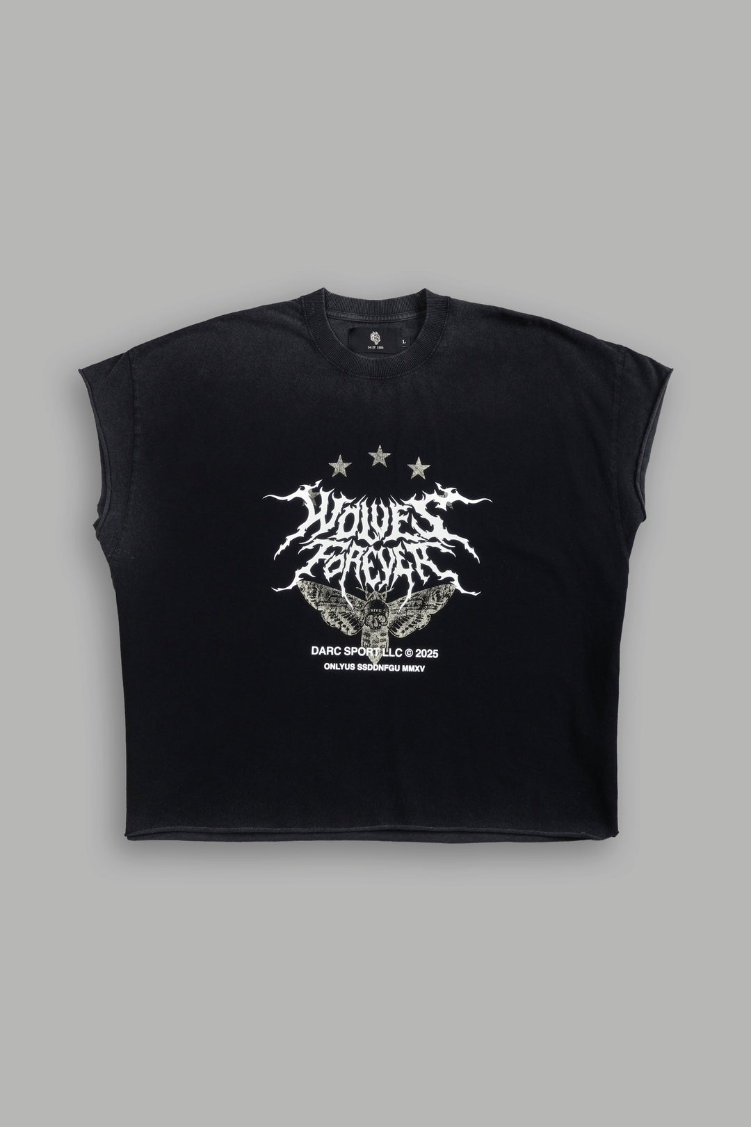 Iron Pack Grunge Cut-Off Tee in Black
