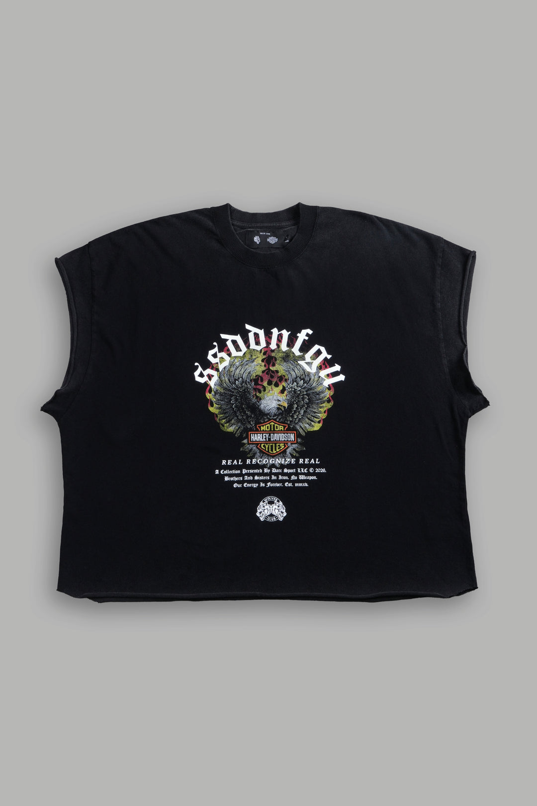 Wings of Fire Grunge Cut-Off Tee in Black