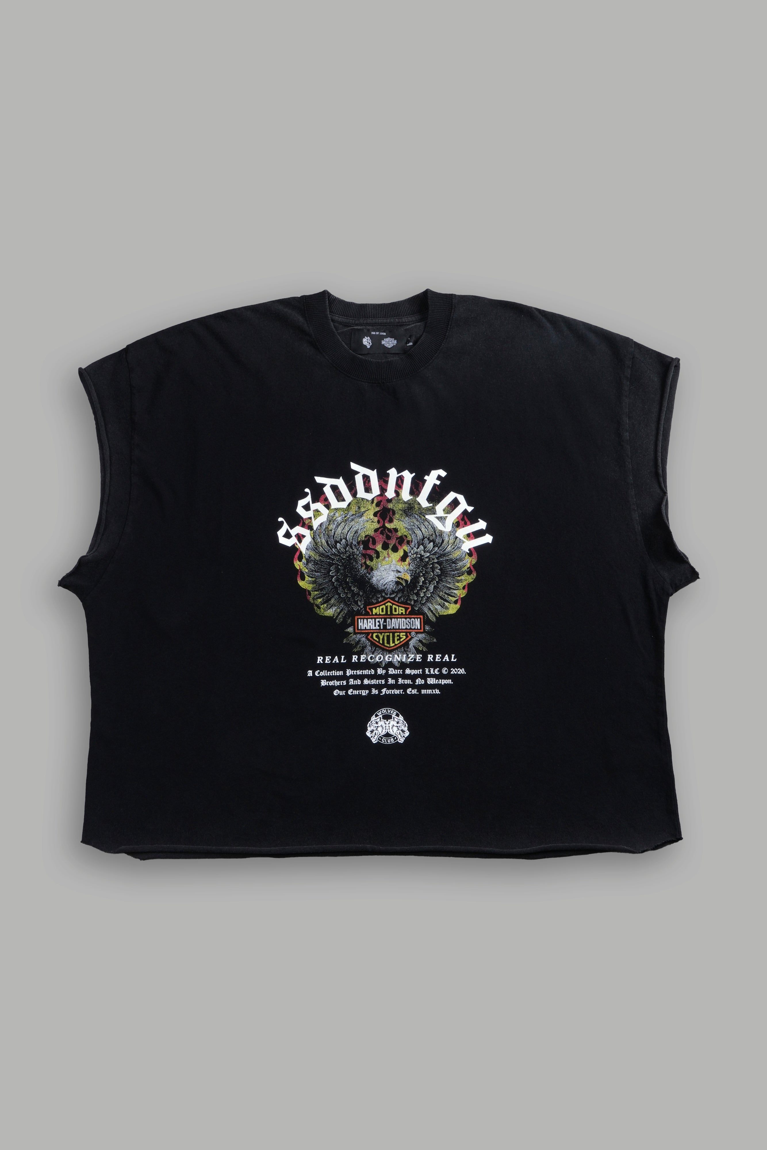 Wings of Fire Grunge Cut-Off Tee in Black