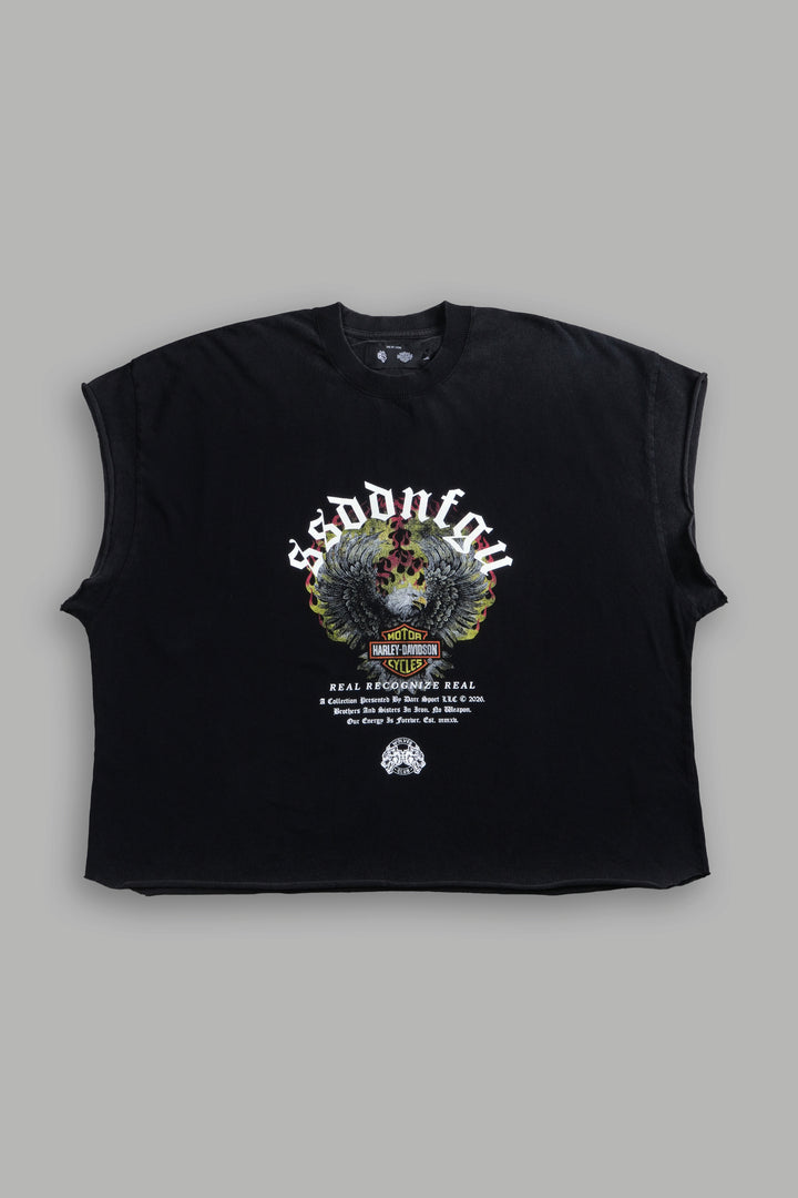 Wings of Fire Grunge Cut-Off Tee in Black