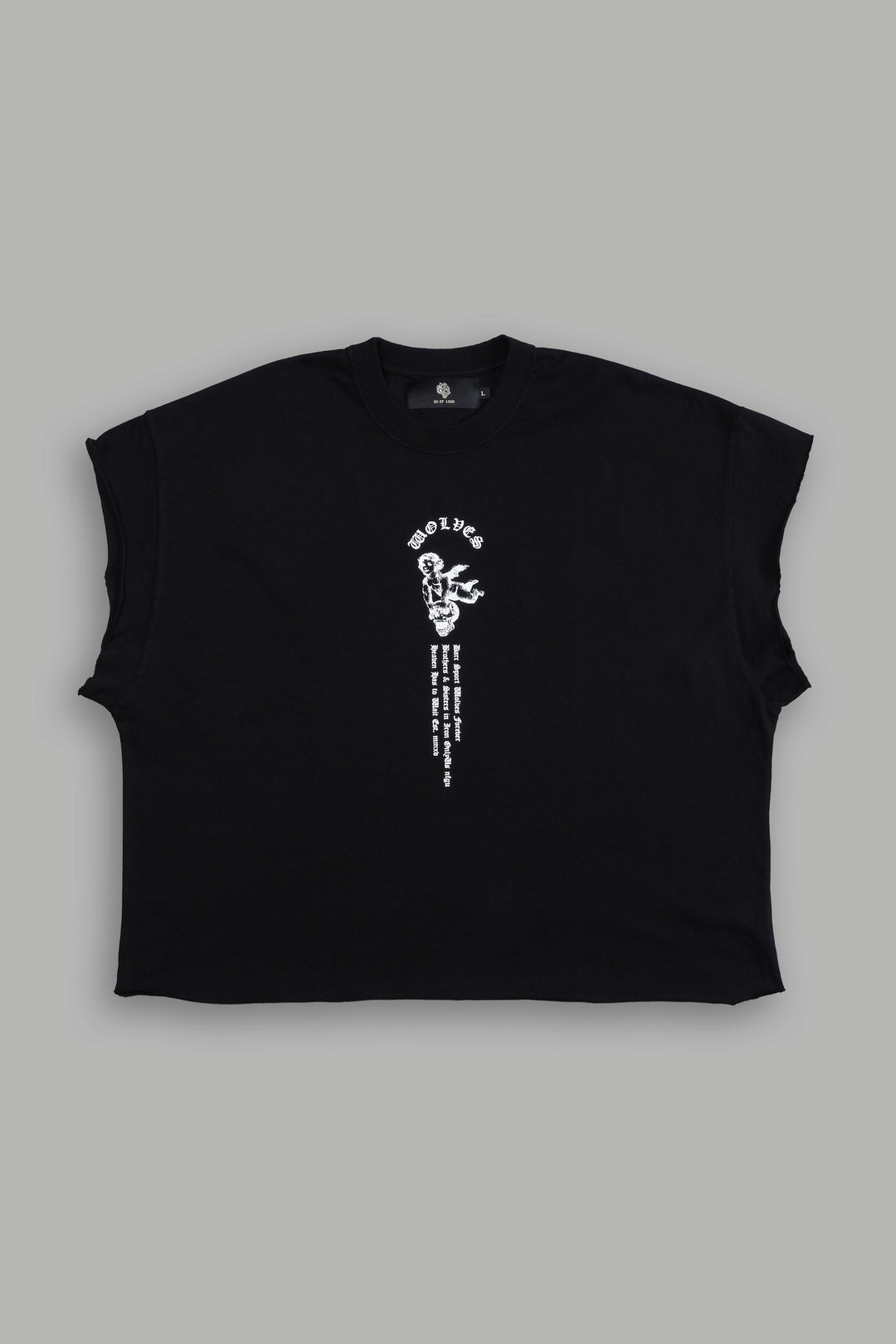 Guardian Cherub "Grunge" Cut Off Tee in Black