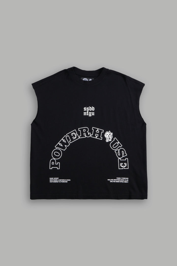 Powerhouse Wolves Premium "Box Cut" Muscle Tee in Black