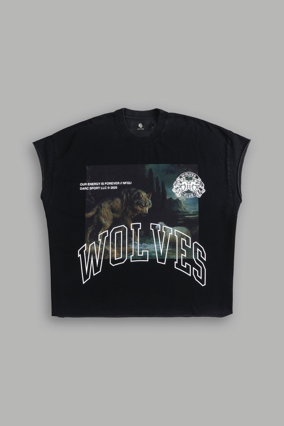 Don't Sleep Grunge Cut-Off Tee in Black